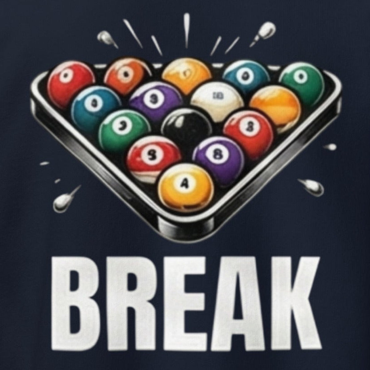 Close-up of the Break The Rack Pool Player Hoodie print by 7 Stage Streetwear
