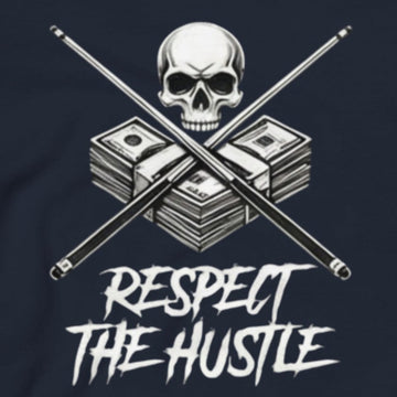 Close-up of the Respect The Hustle Hoodie print by 7 Stage Streetwear