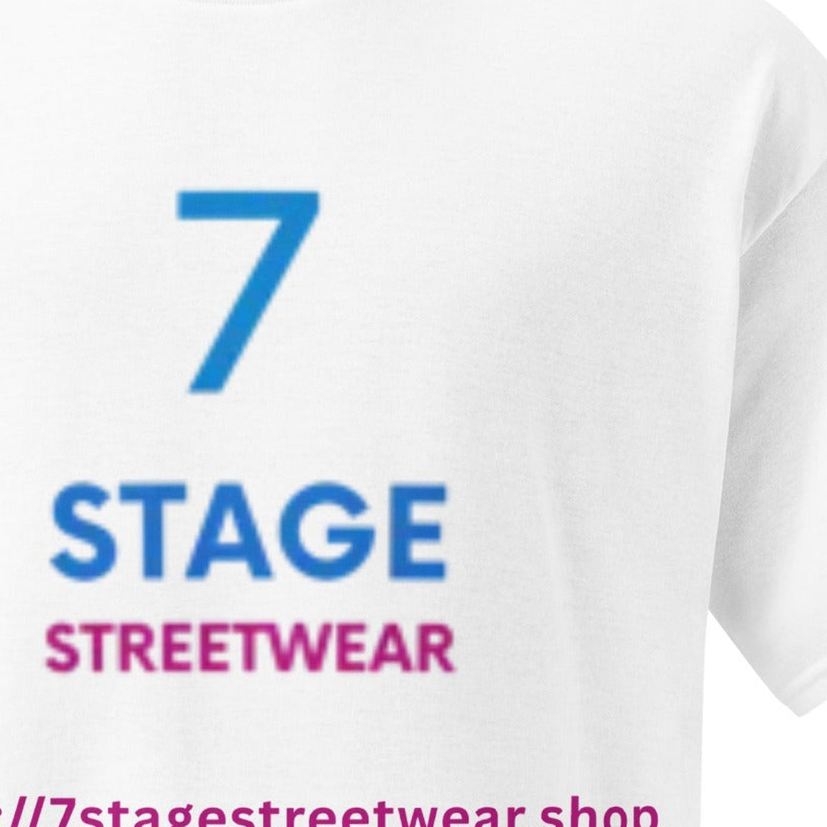 Close-up of the 7 Stage Streetwear Logo Tee print by 7 Stage Streetwear