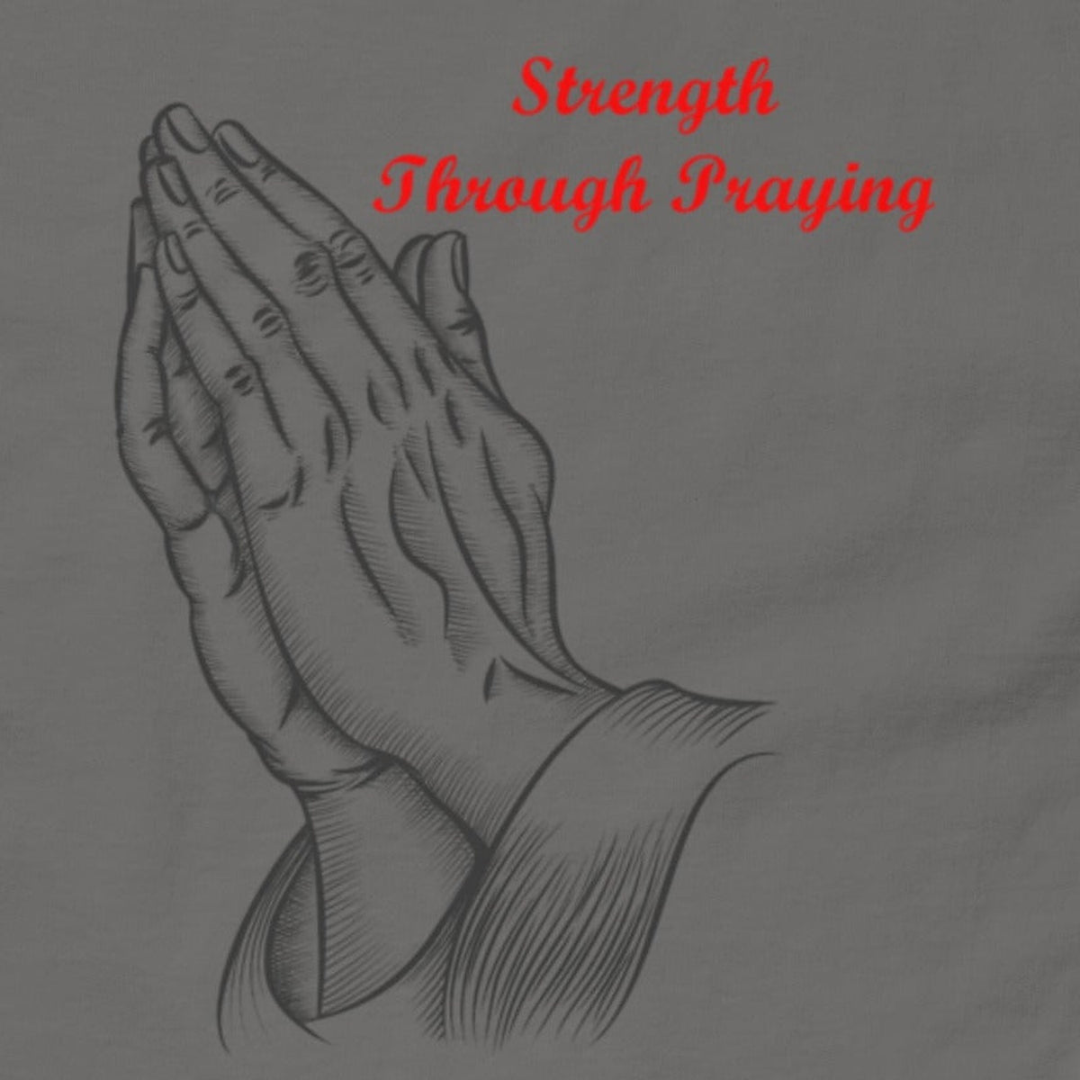 Close-up of the Strength Through Prayer Tee print by 7 Stage Streetwear