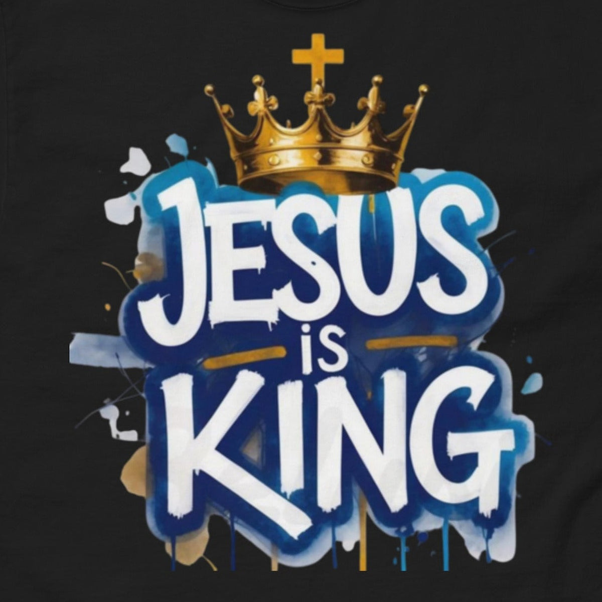 Close-up of the Jesus is King Graphic Tee print by 7 Stage Streetwear