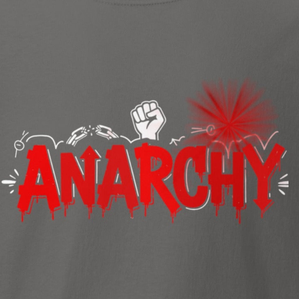 Close-up of the Anarchy Graphic Tee print by 7 Stage Streetwear