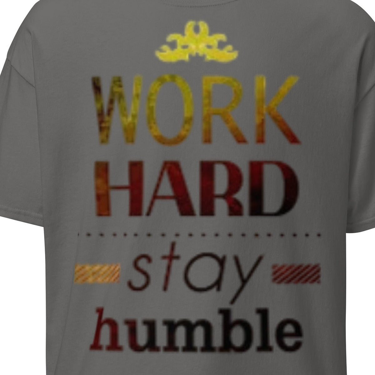 Close-up of the Work Hard Graphic Tee print by 7 Stage Streetwear