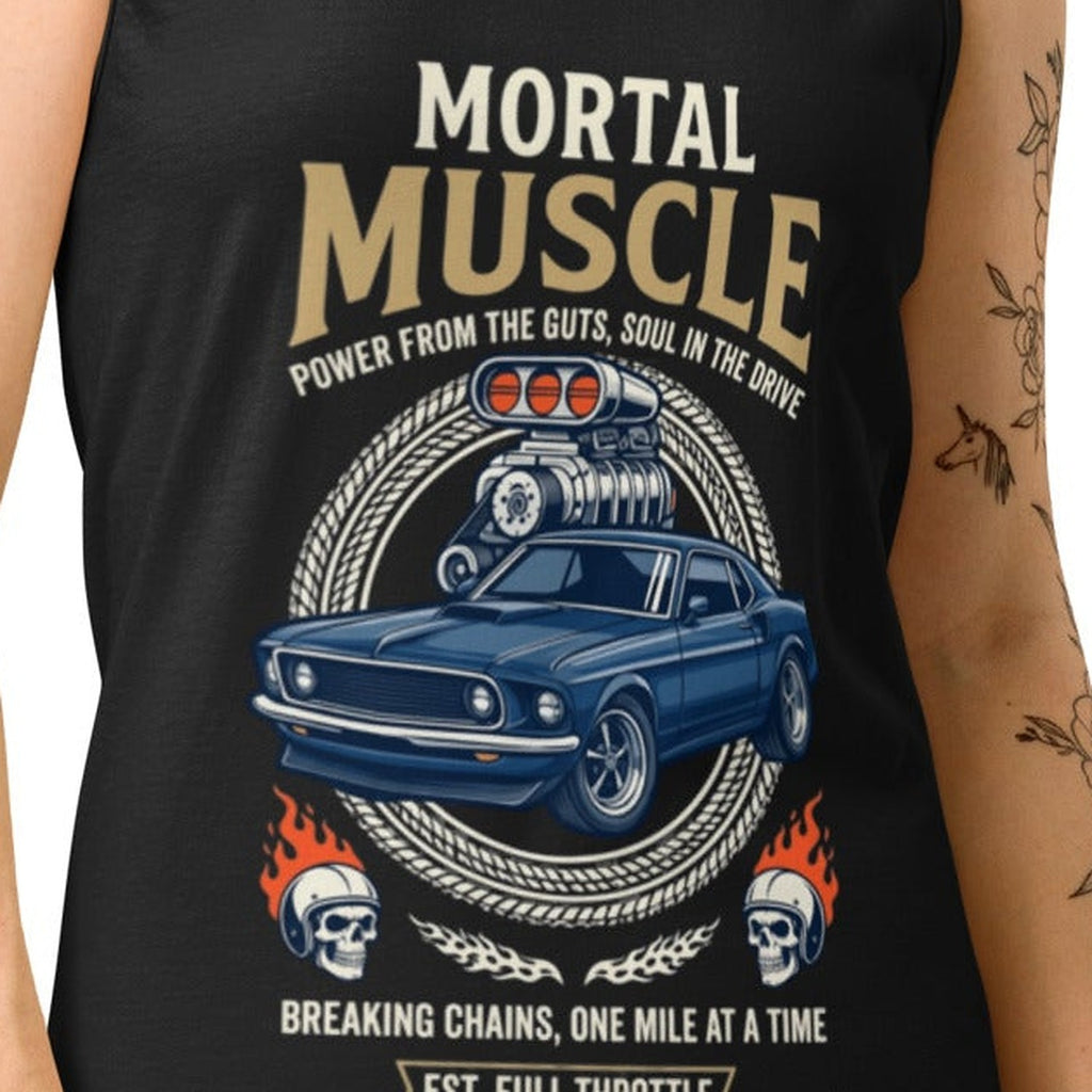 Close-up of the One Mile At A Time Tank Top print by 7 Stage Streetwear