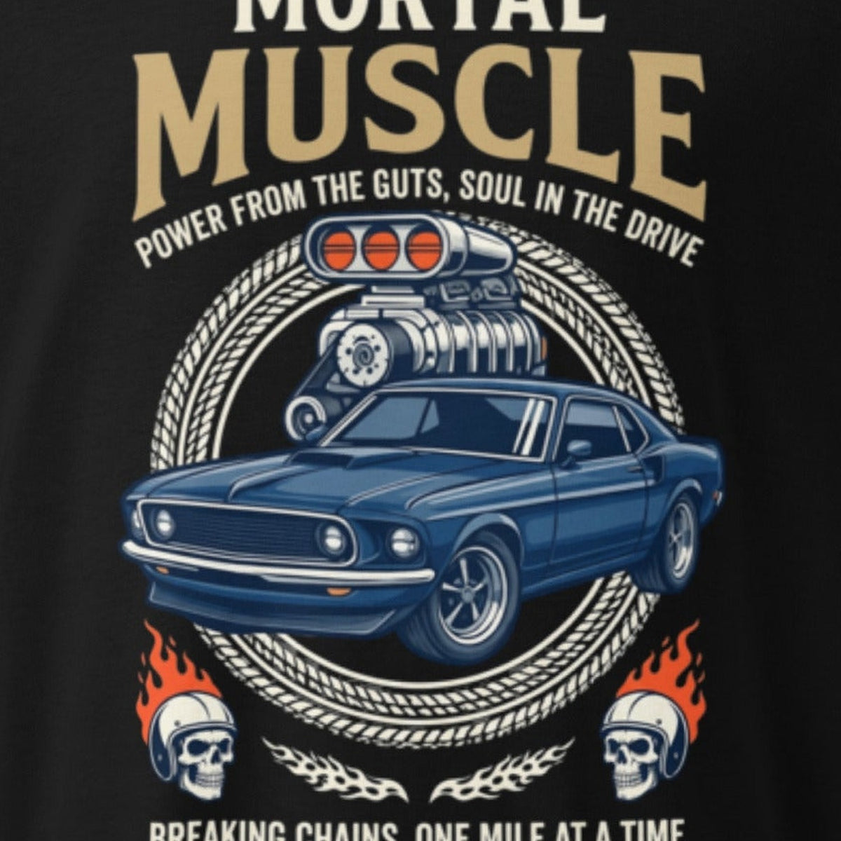 Close-up of the One Mile At a Time Graphic Tee print by 7 Stage Streetwear
