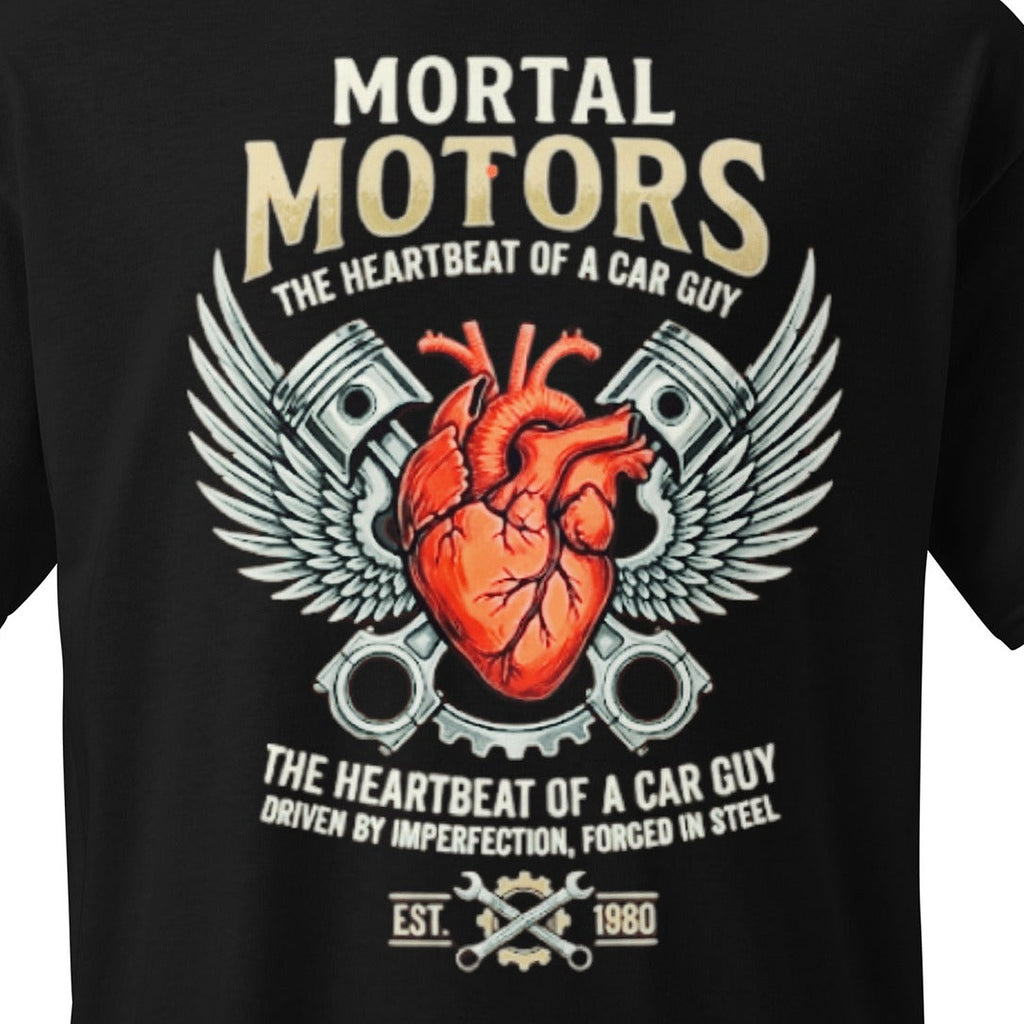 Close-up of the Car Guy's Heartbeat Graphic Tee print by 7 Stage Streetwear