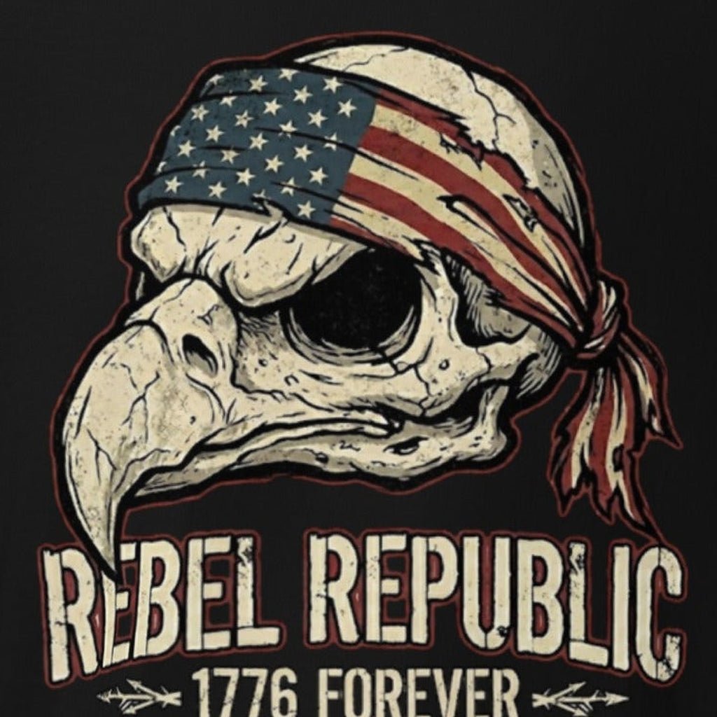 Close-up of the Rebel Republic Graphic Tee print by 7 Stage Streetwear