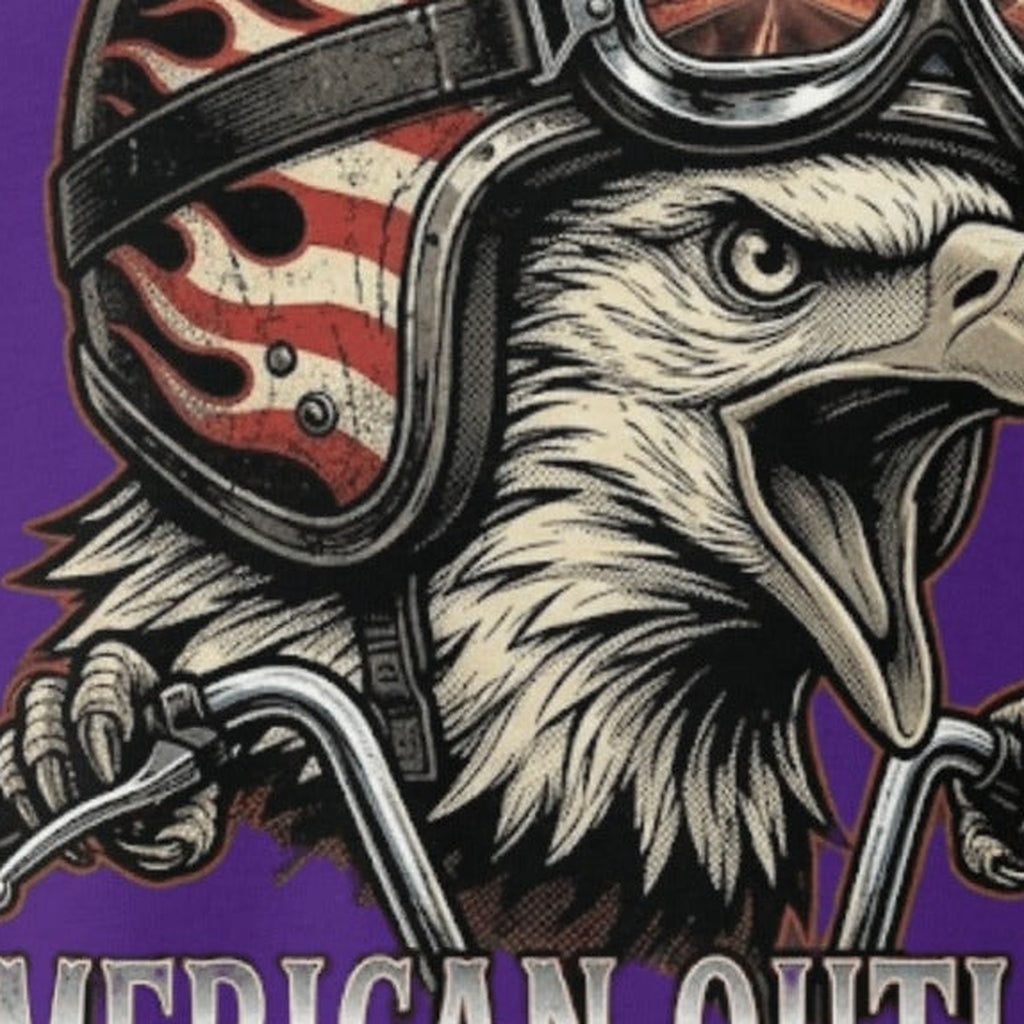 Close-up of the American Outlaw T-Shirt print by 7 Stage Streetwear