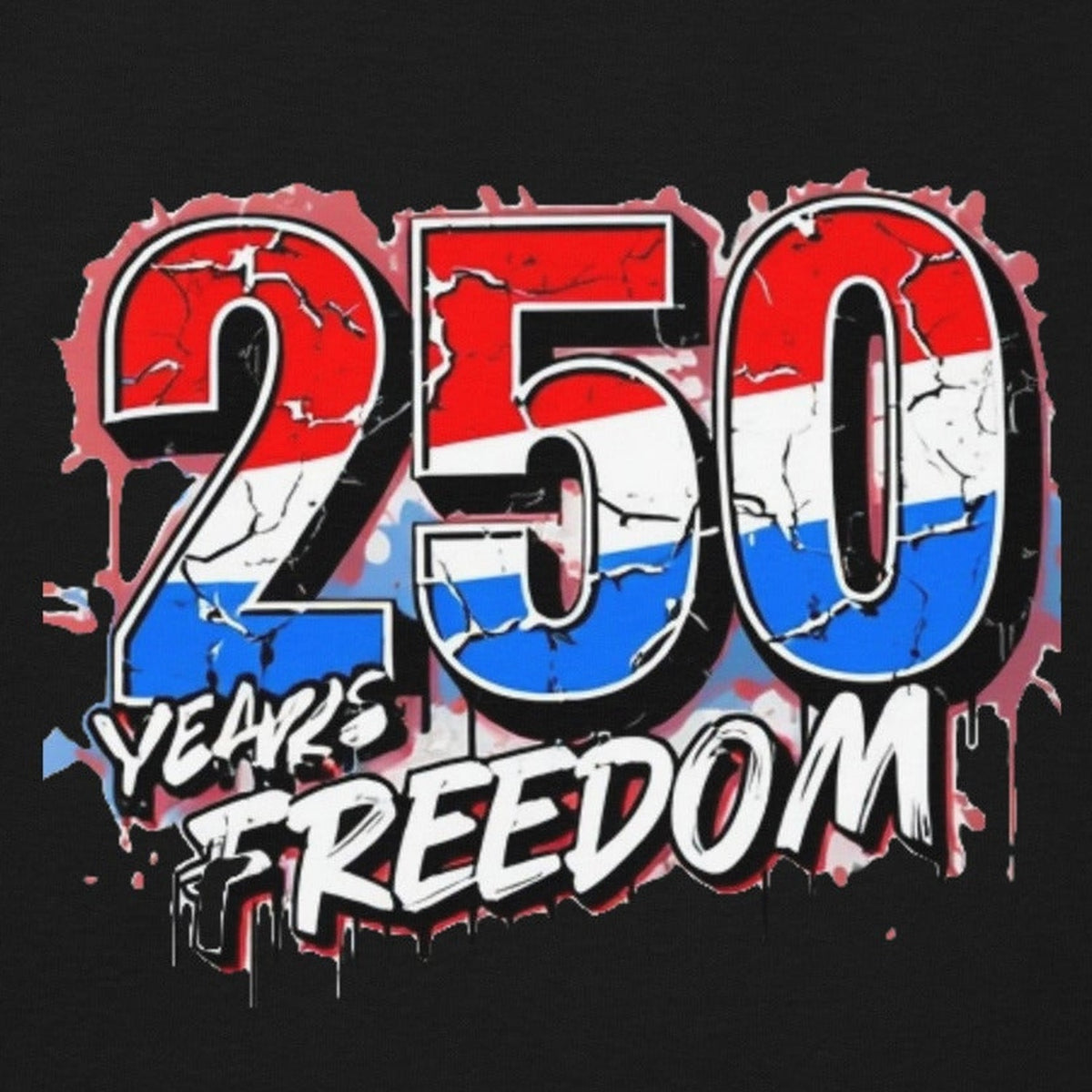 Close-up of the 250 Years of Freedom T-Shirt print by 7 Stage Streetwear