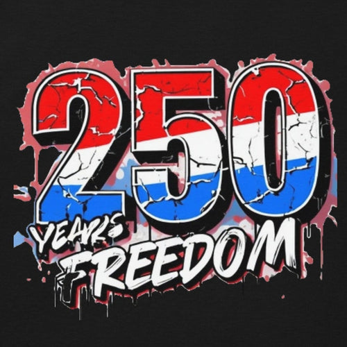 Close-up of the 250 Years of Freedom T-Shirt print by 7 Stage Streetwear