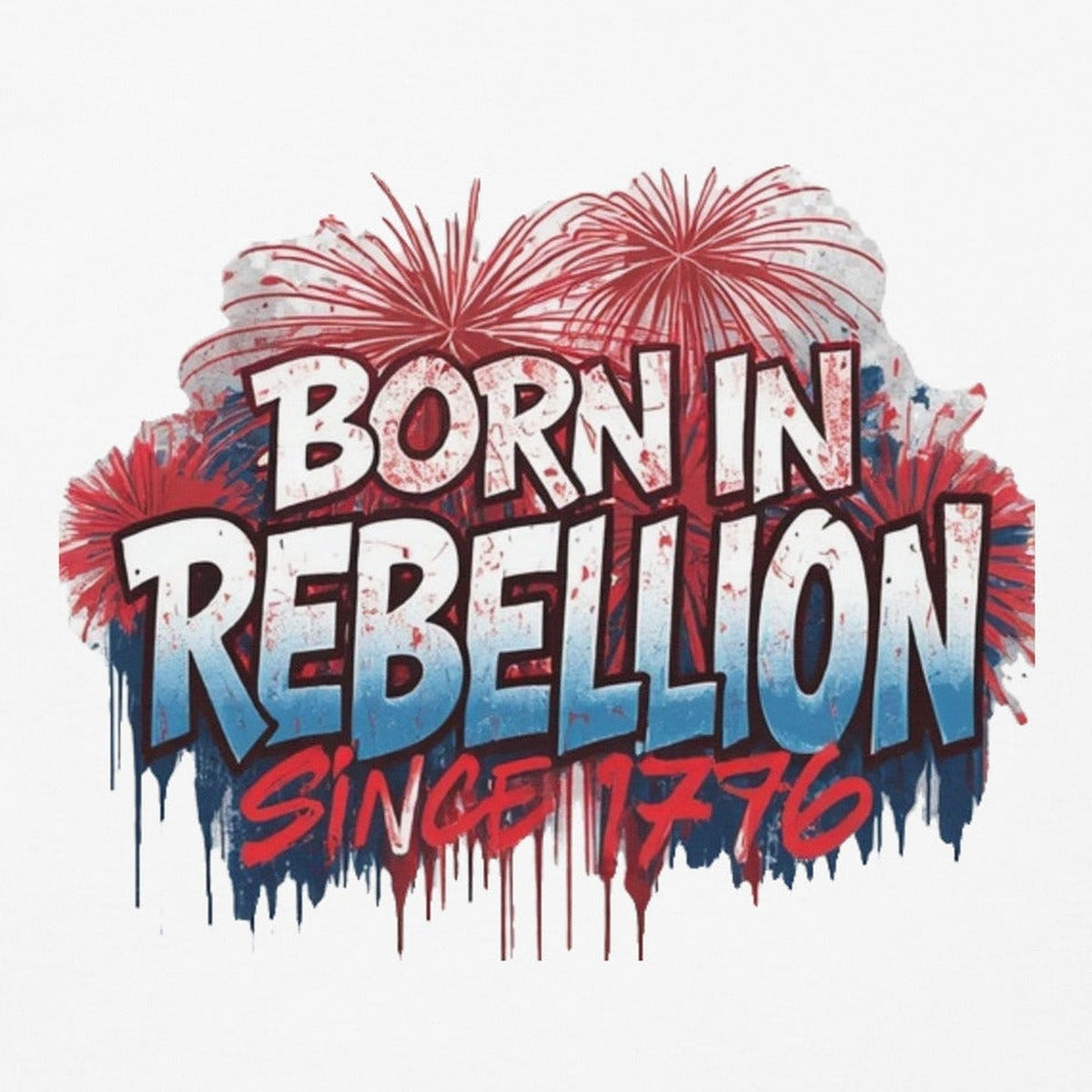 Close-up of the Born in Rebellion T-Shirt print by 7 Stage Streetwear