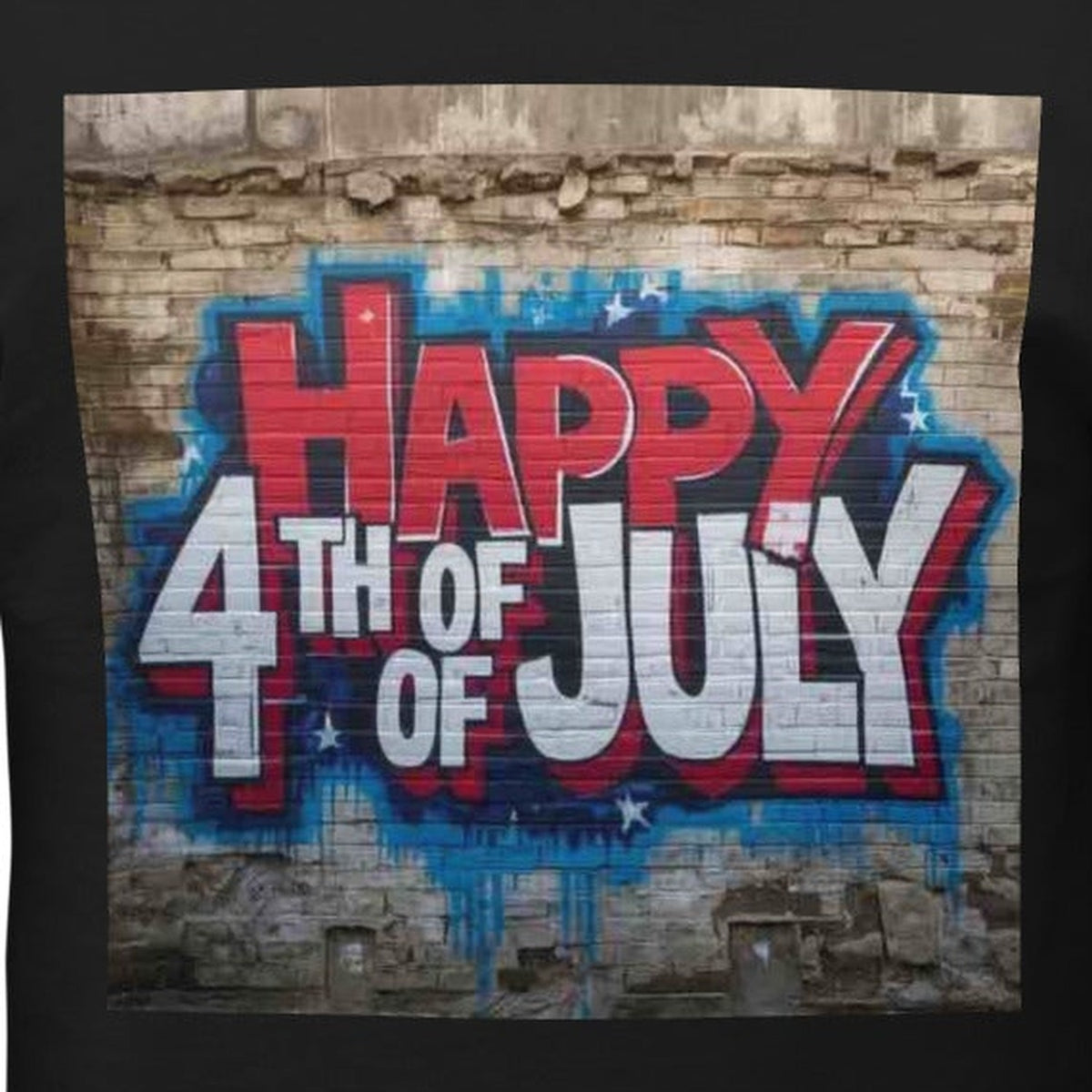 Close-up of the Happy 4th of July Stone Background T-Shirt print by 7 Stage Streetwear