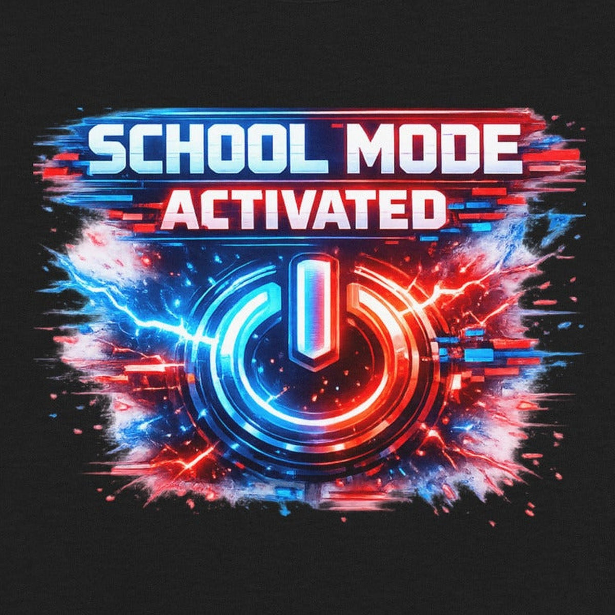 Close-up of the School Mode Activated T-Shirt print by 7 Stage Streetwear
