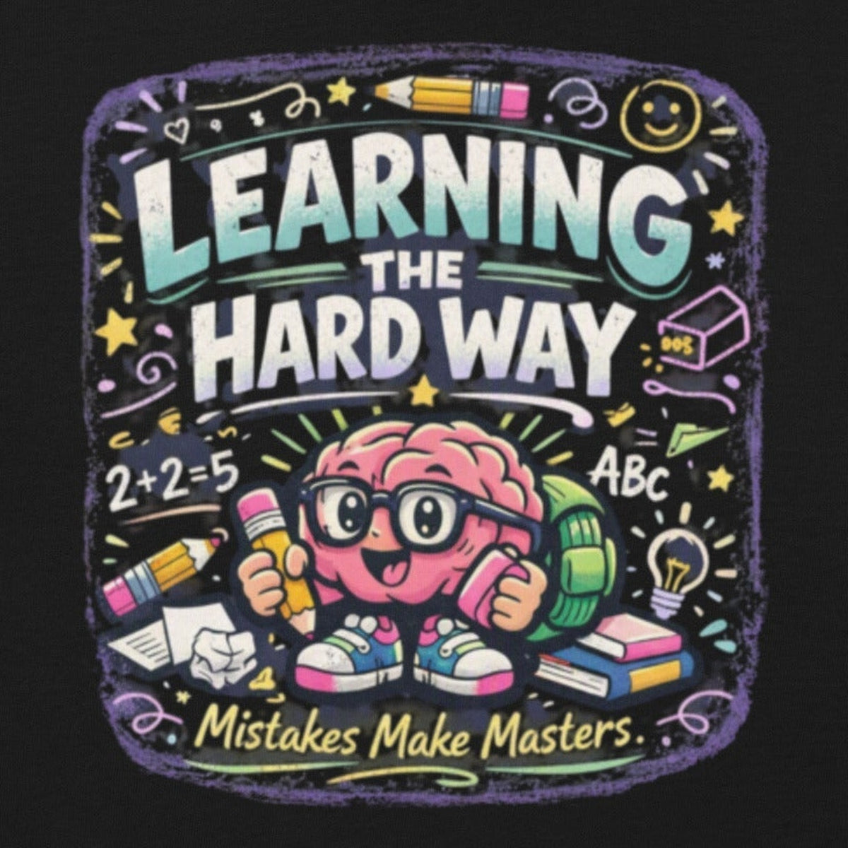 Close-up of the Learning The Hard Way Graphic Tee print by 7 Stage Streetwear