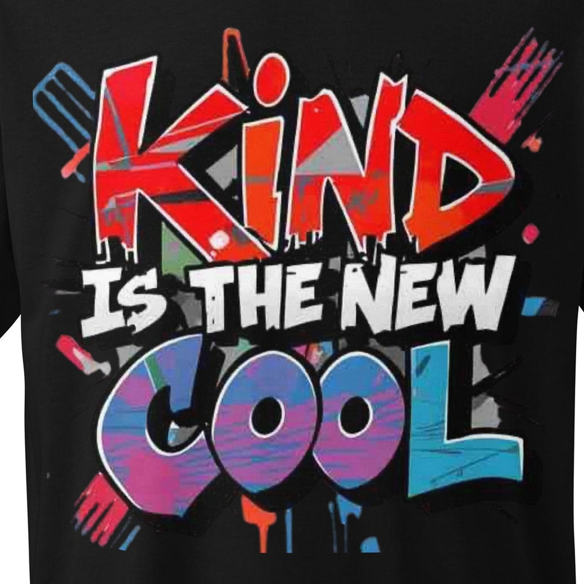 Close-up of the Kind is The New Cool Graphic Tee print by 7 Stage Streetwear