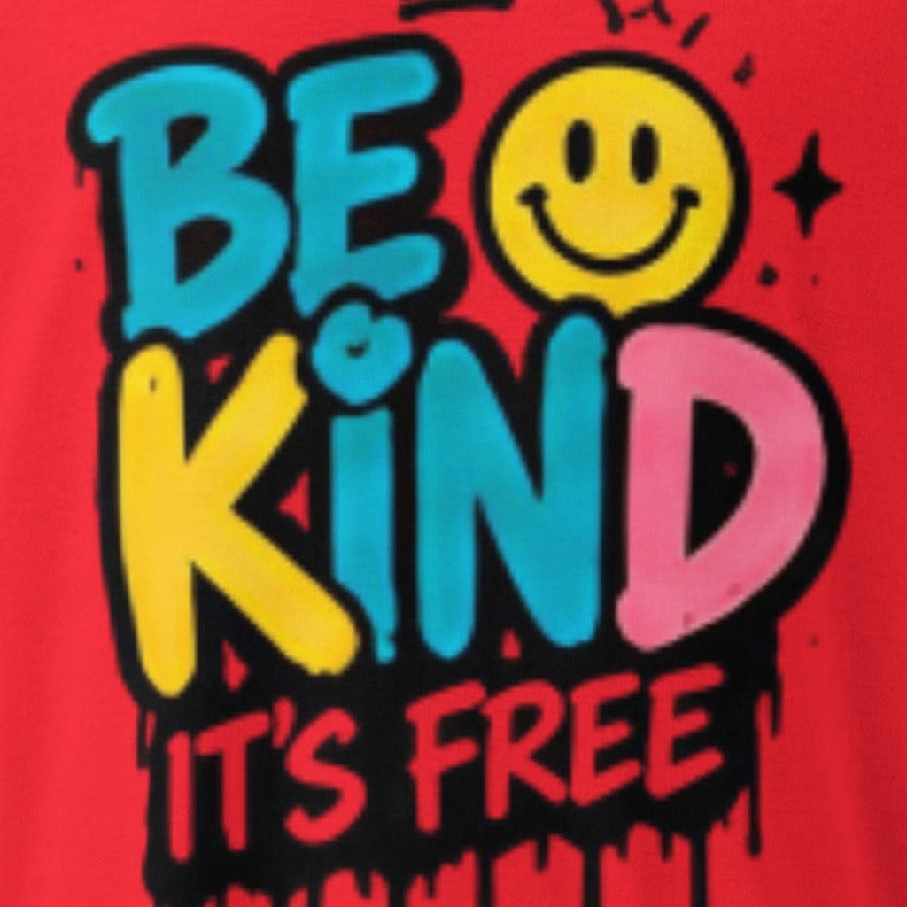 Close-up of the Be Kind It's Free Graphic Tee print by 7 Stage Streetwear