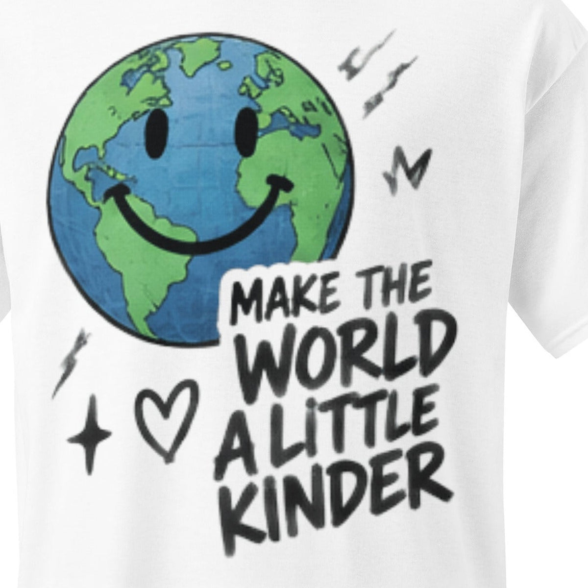 Close-up of the Make The World Graphic Tee print by 7 Stage Streetwear