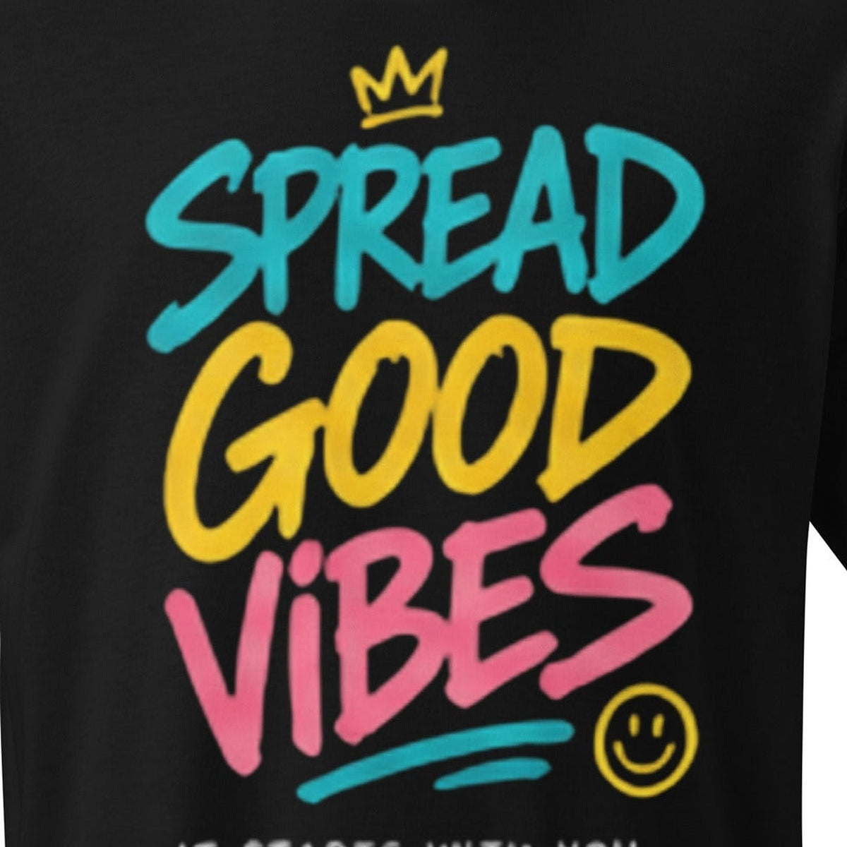 Close-up of the Good Vibes Graphic Tee print by 7 Stage Streetwear