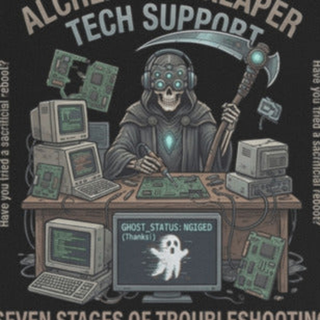 Close-up of the Reaper Tech Support Long Sleeve Shirt print by 7 Stage Streetwear