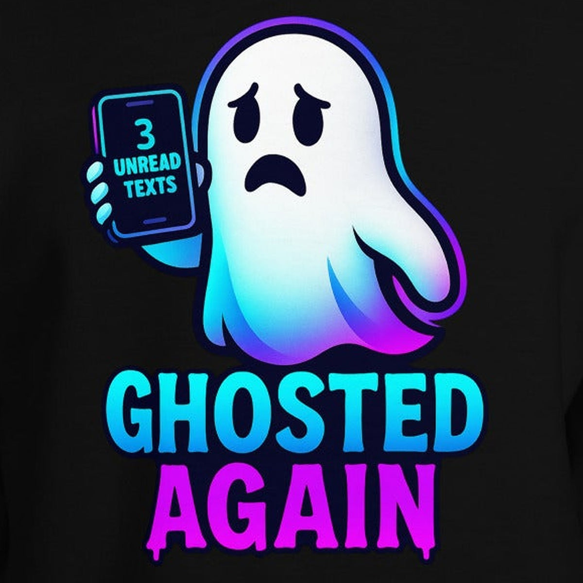 Close-up of the Cozy Ghosted Again Hoodie print by 7 Stage Streetwear