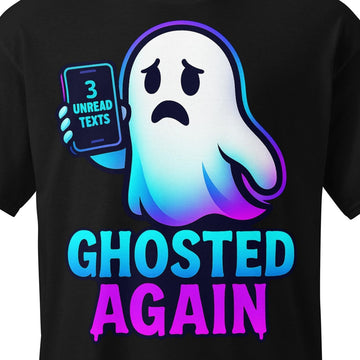Close-up of the Ghosted Again Graphic Tee print by 7 Stage Streetwear