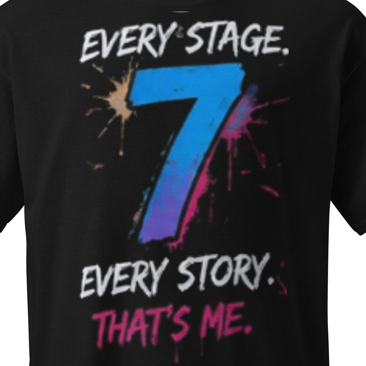 Close-up of the Every Story 7 Stage Streetwear Graphic Tee print by 7 Stage Streetwear