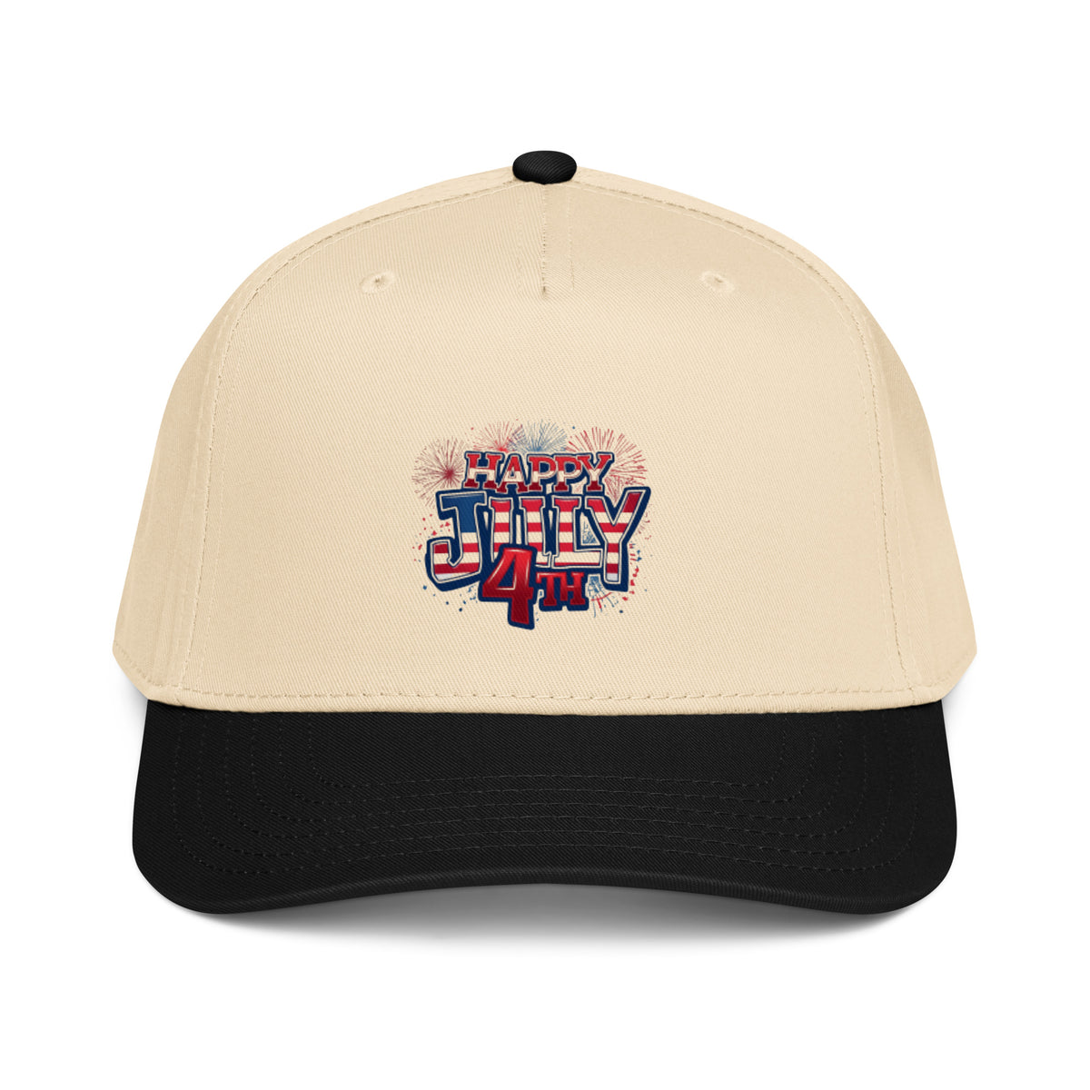 Happy 4th of July Cap in black — front view
