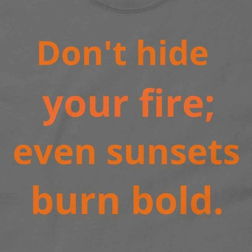 Close-up of the Don't Hide Your Sunset Unisex Tee print by 7 Stage Streetwear
