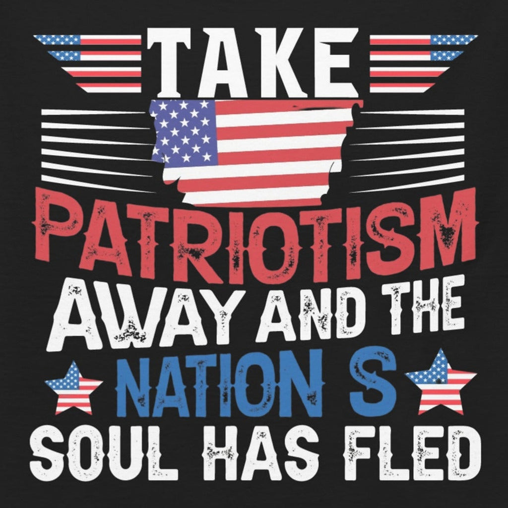 Close-up of the Patriotism Away Graphic Tee print by 7 Stage Streetwear