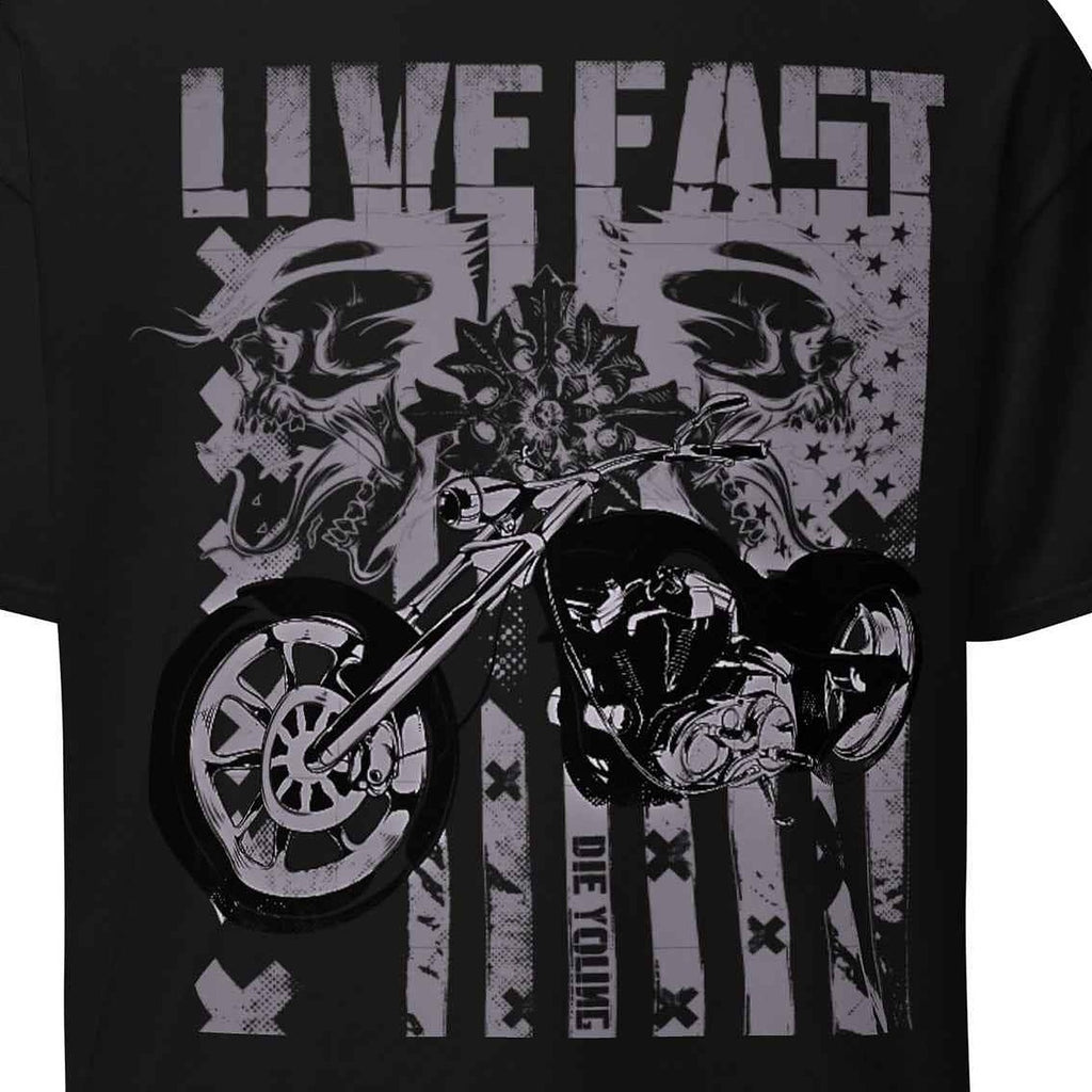 Close-up of the Live Fast Tee print by 7 Stage Streetwear