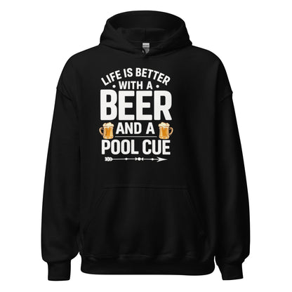 Pool Cue and Beer funny billiards hoodie