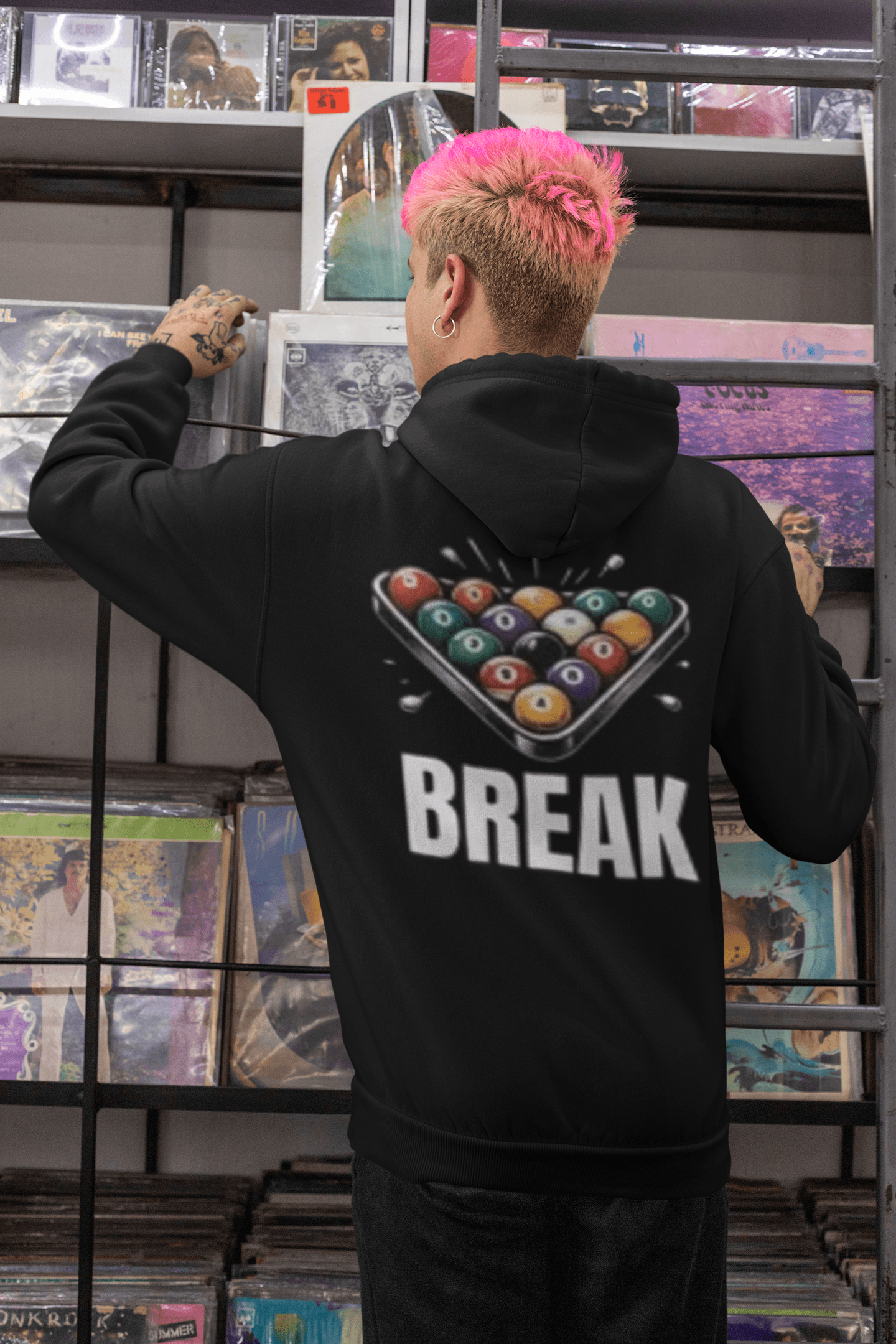 Break the Rack billiards graphic hoodie