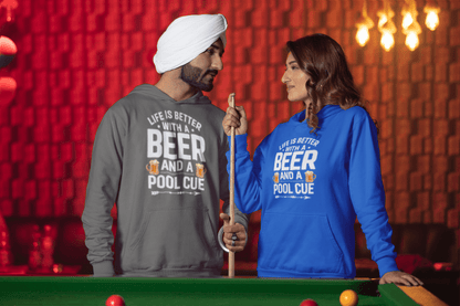 Pool Cue and Beer funny billiards hoodie