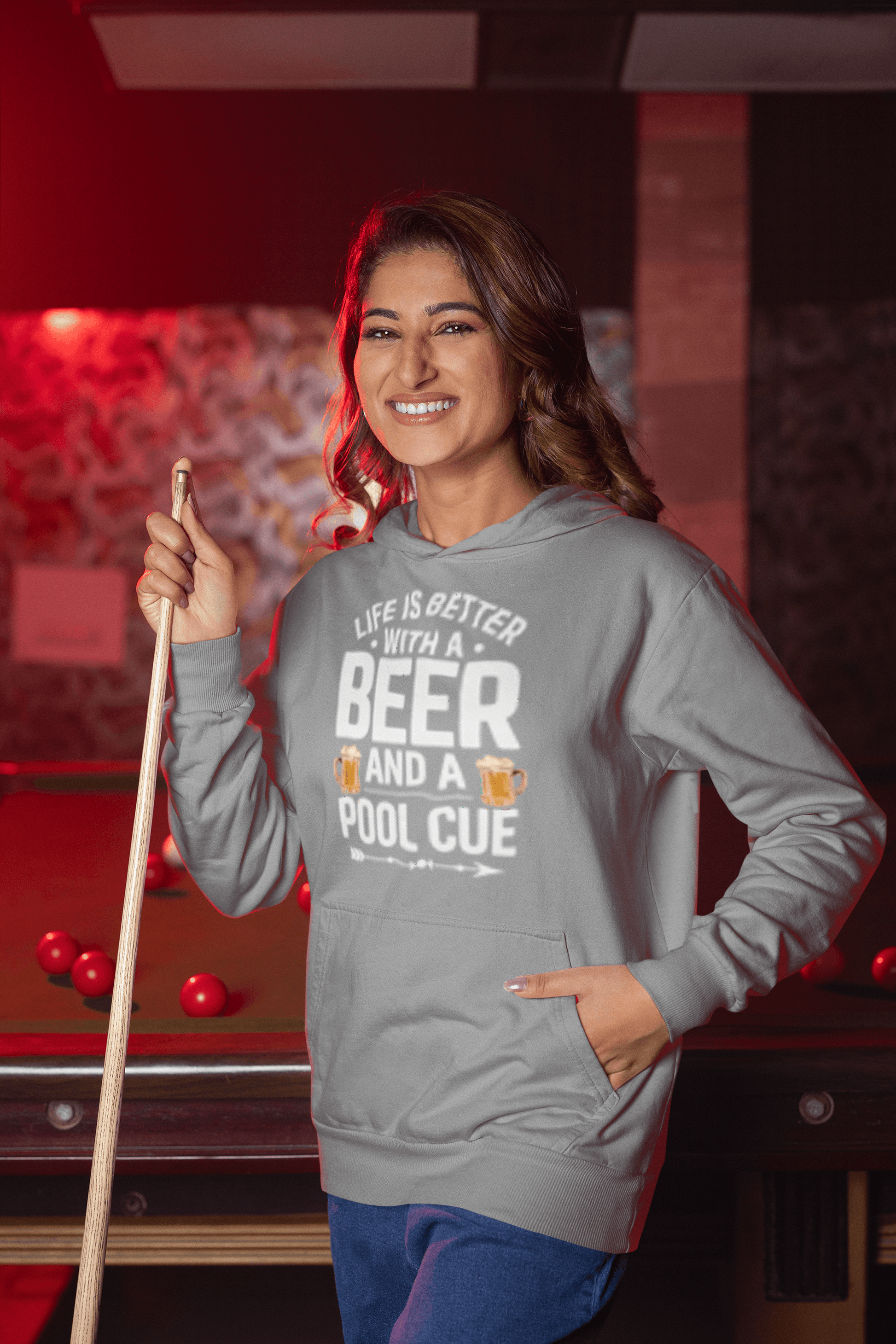 Pool Cue and Beer funny billiards hoodie