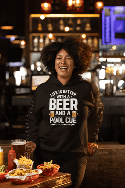Pool Cue and Beer funny billiards hoodie