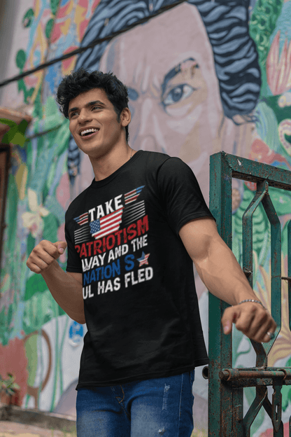 Patriotism Away patriotic graphic tee