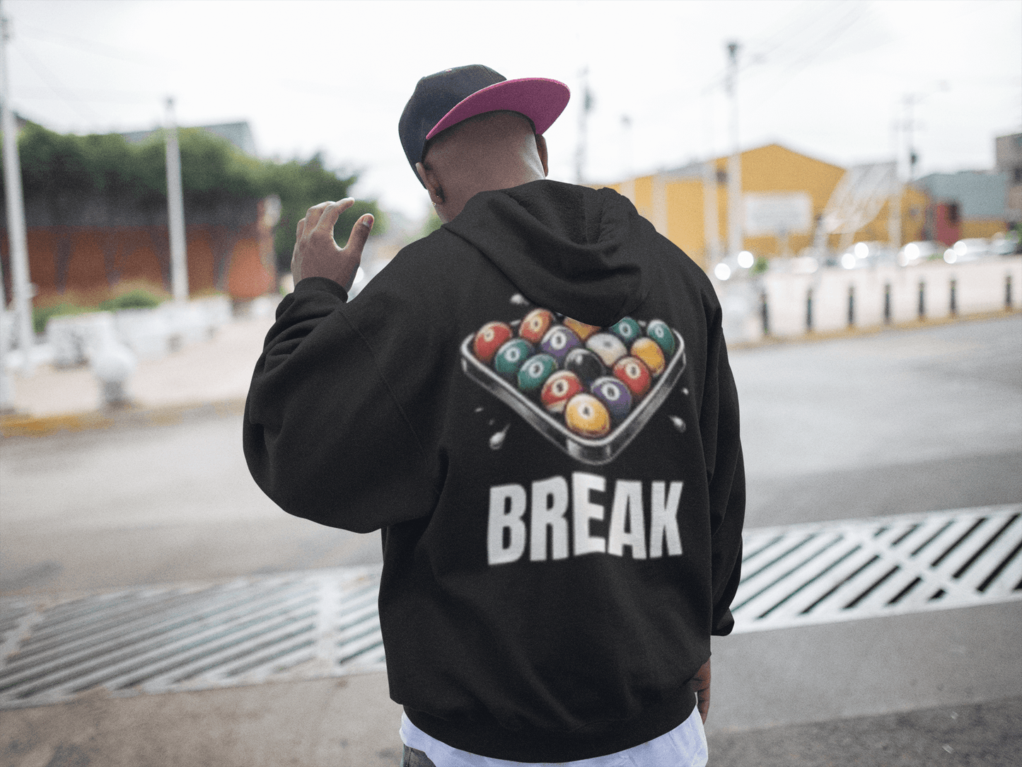 Break the Rack billiards graphic hoodie
