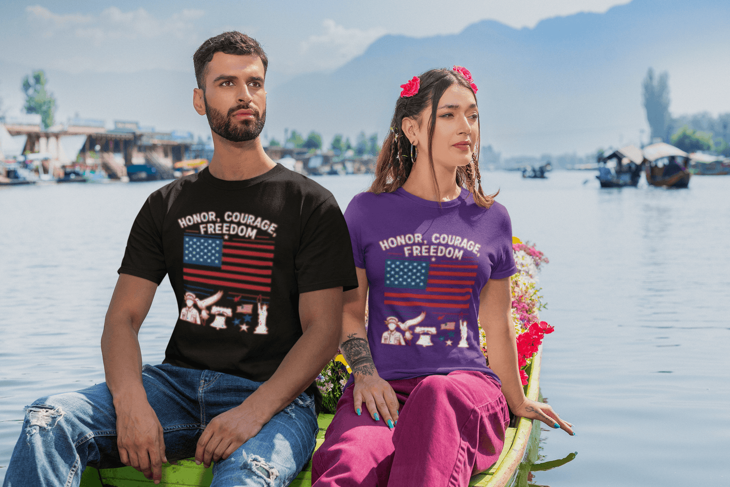 Honor Courage Freedom patriotic graphic tee