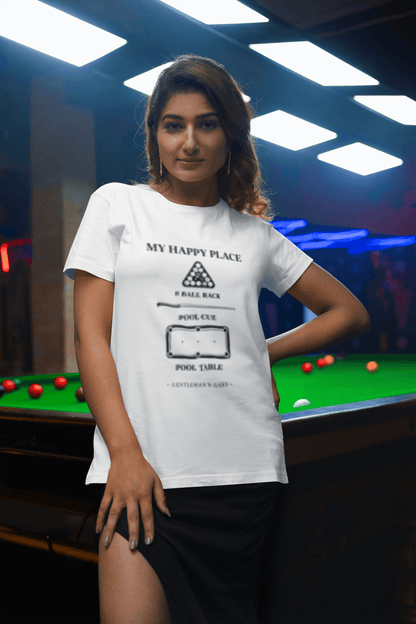 My Happy Place pool player graphic tee