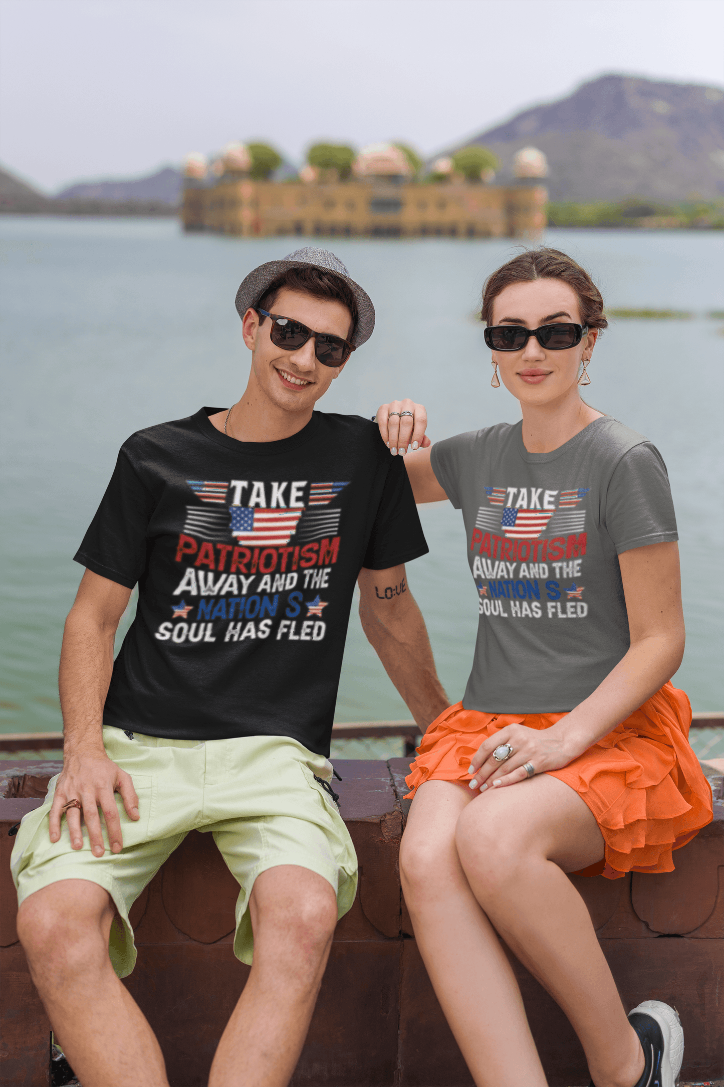 Patriotism Away patriotic graphic tee