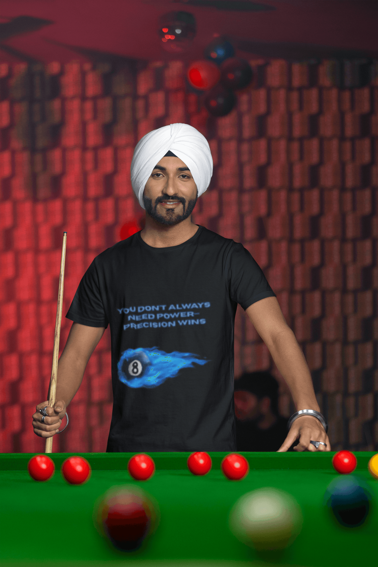 Precision Wins billiards graphic tee