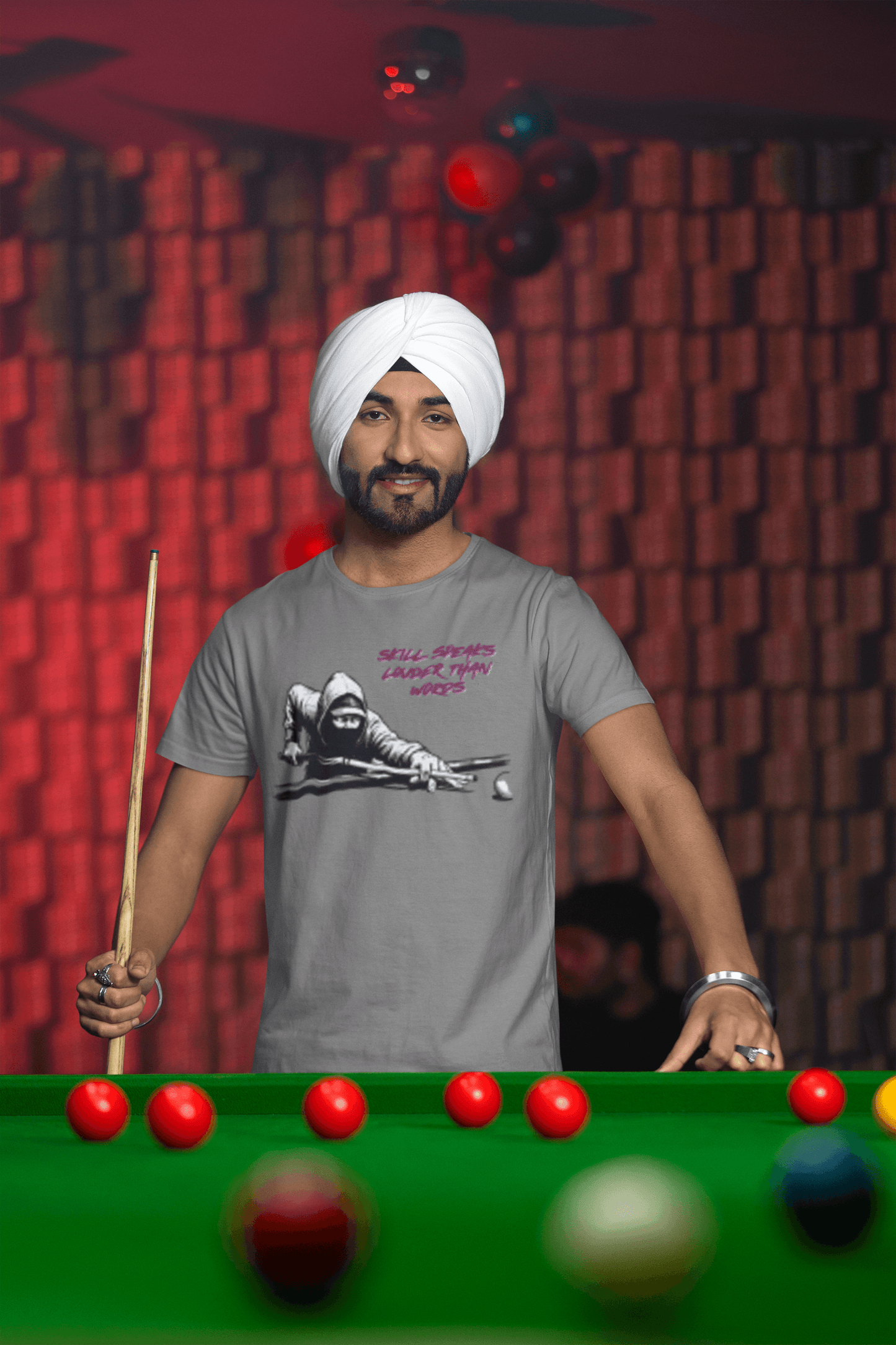 Skill Speaks Louder billiards graphic tee