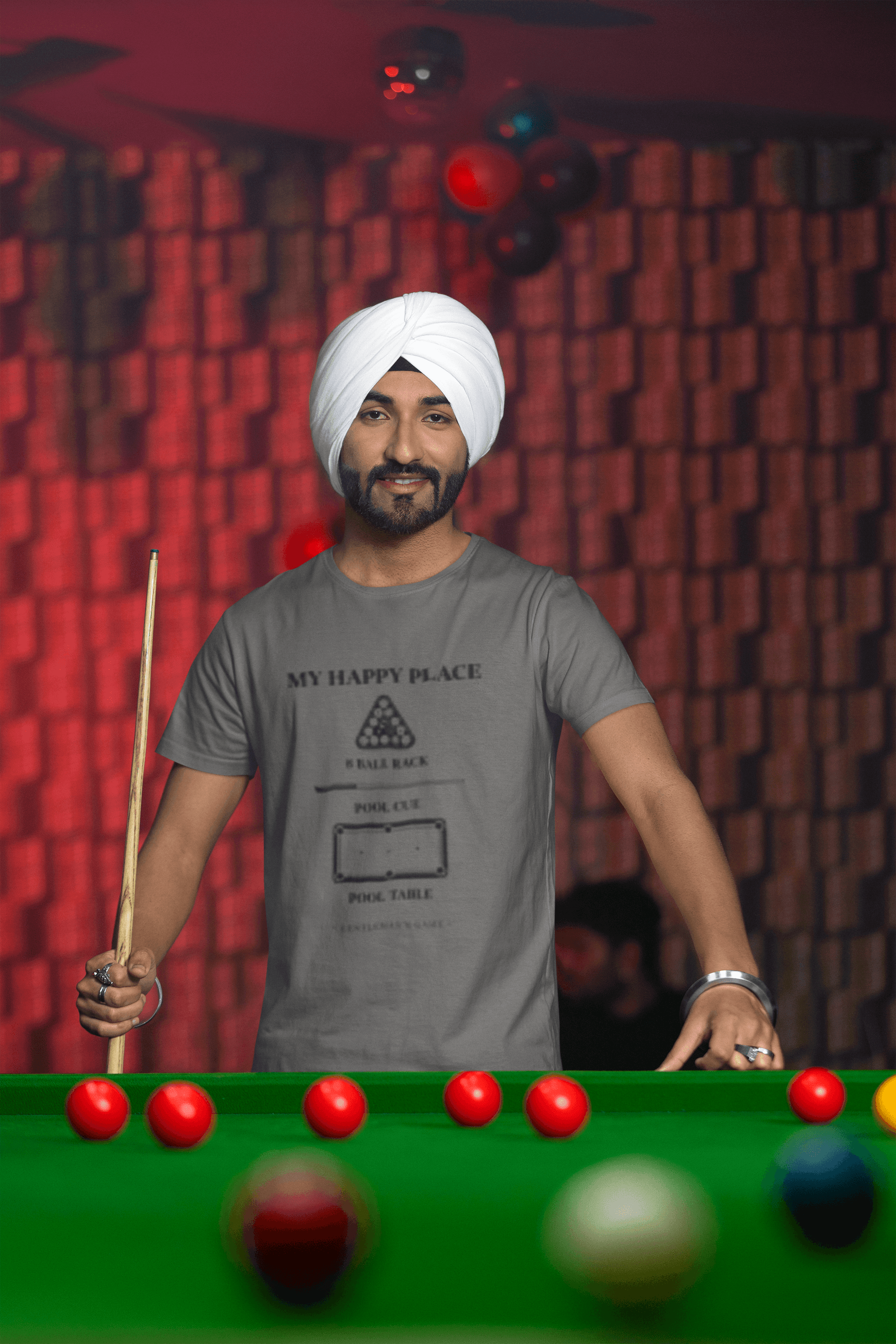 My Happy Place pool player graphic tee