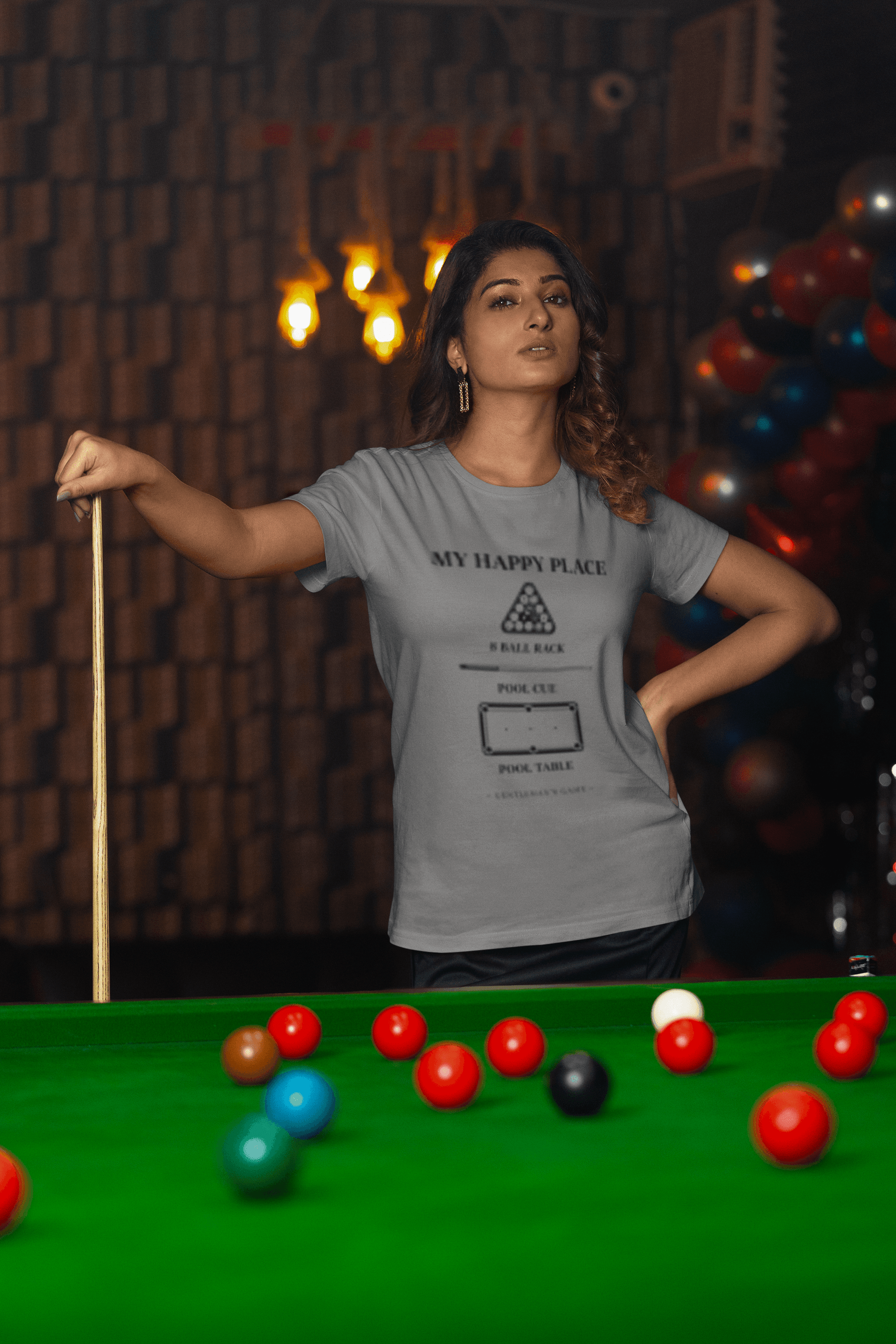 My Happy Place pool player graphic tee