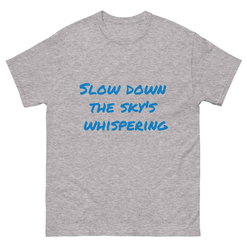 Slow Down the Sky positive message graphic t-shirt worn by slow down sky streetwear