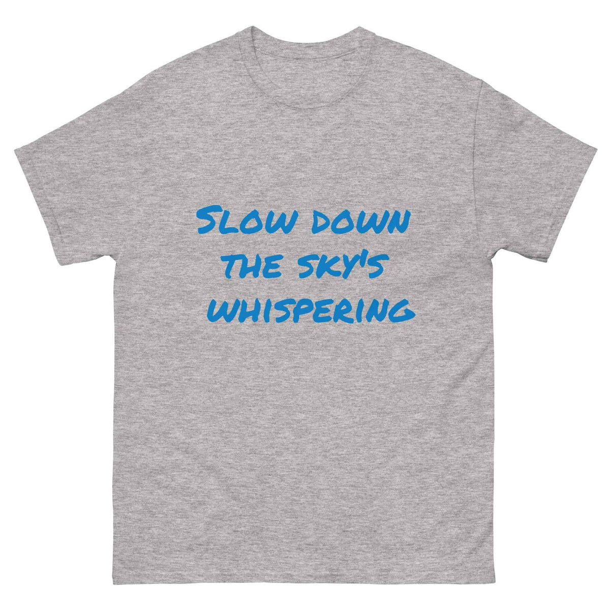 Slow Down the Sky positive message graphic t-shirt worn by slow down sky streetwear