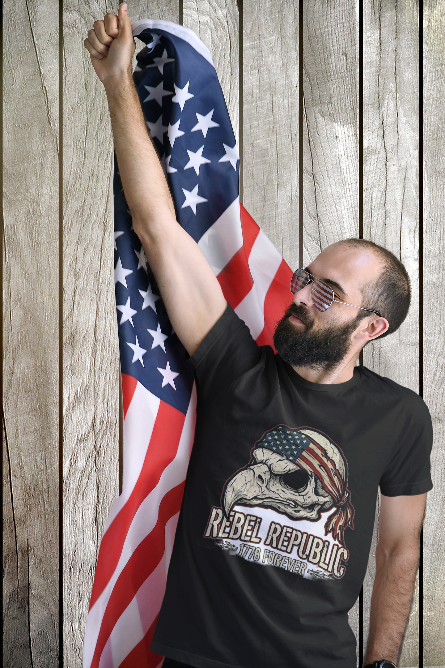 Rebel Republic patriotic rebellion graphic tee by 7 Stage Streetwear