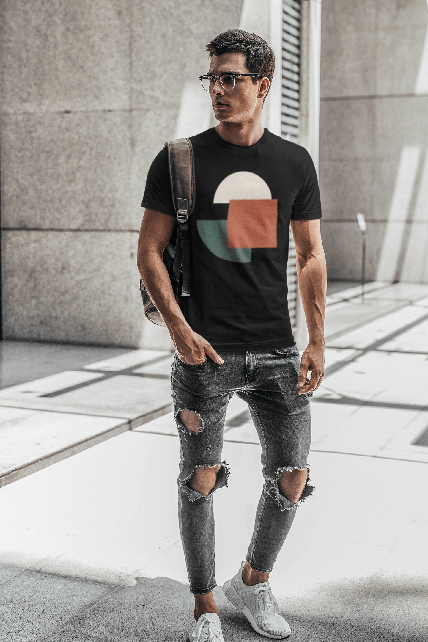 Geometric streetwear graphic tee