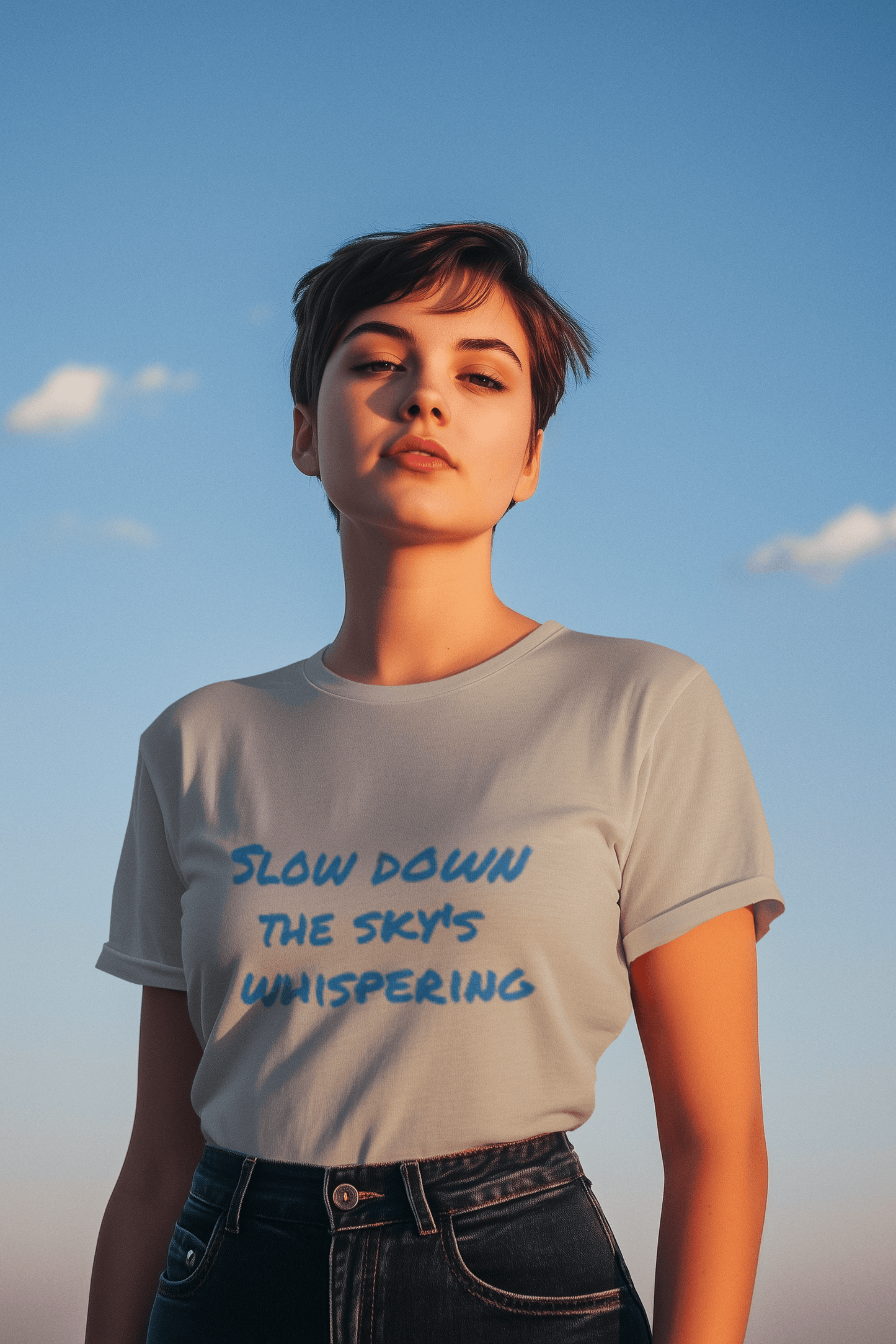 Slow Down the Sky inspirational graphic tee