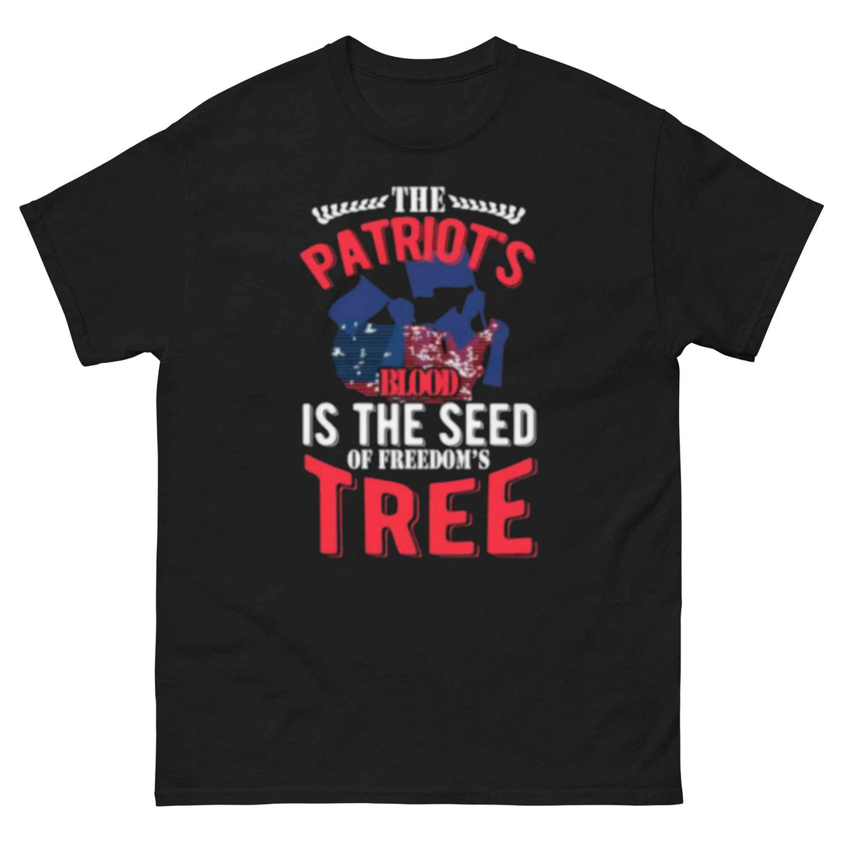 Patriots Blood Freedom Tree patriotic graphic t-shirt worn by patroits blood is seed freedom streetwear
